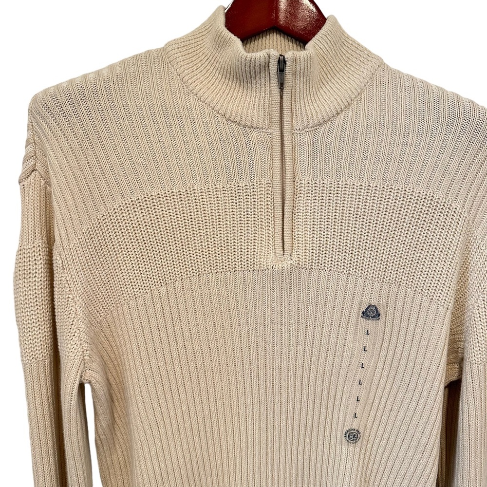 American Rag Cotton Zip Neck Sweater L NWT